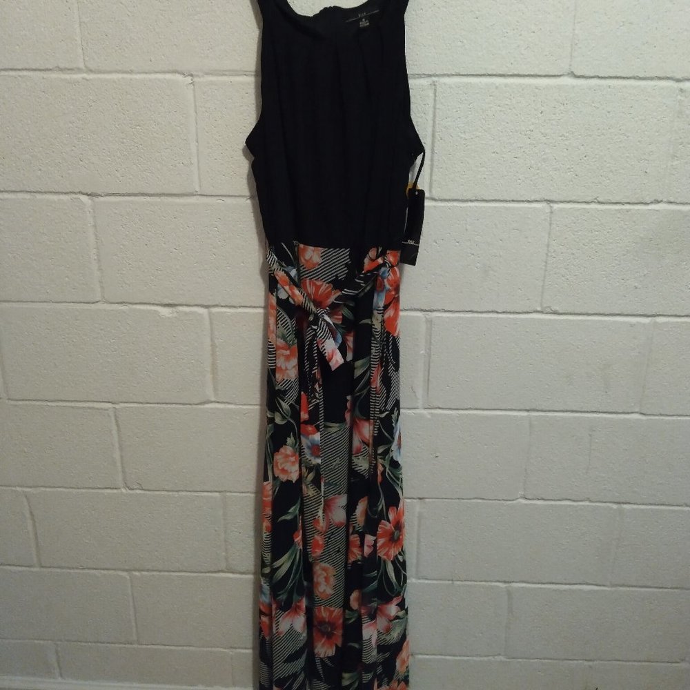 Black and floral maxi dress